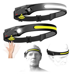 Waterproof USB Rechargeable LED Headlamp 230° Wide Beam Head Torch 2PCS