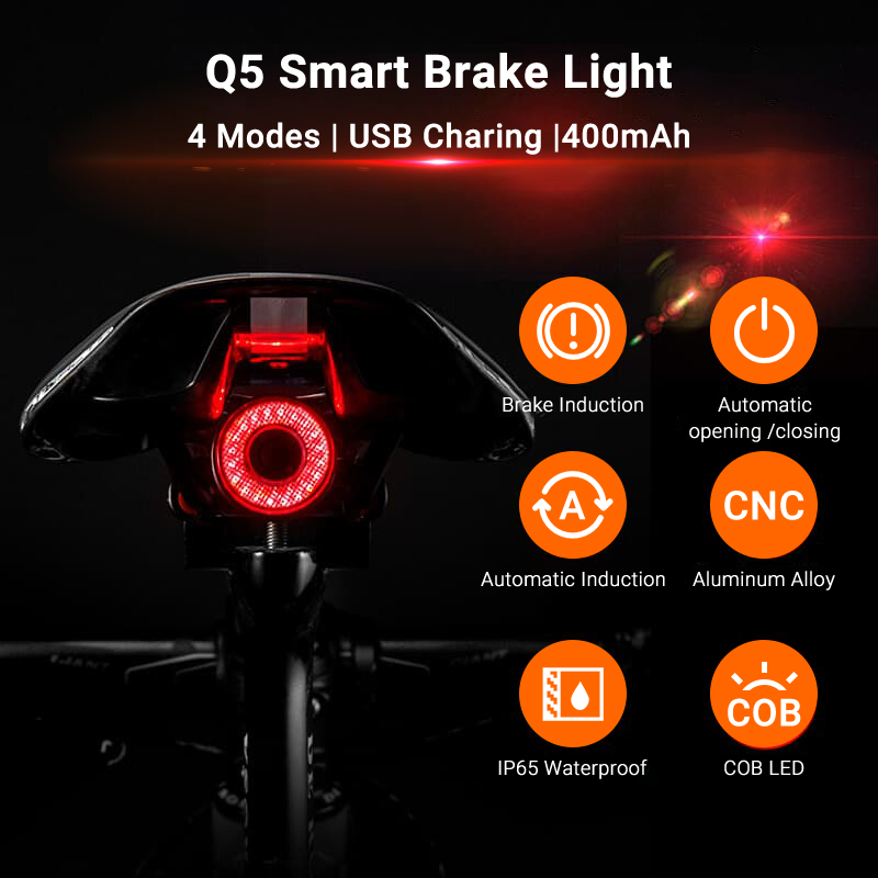 Rear Bike Light with Smart Brake Sensing