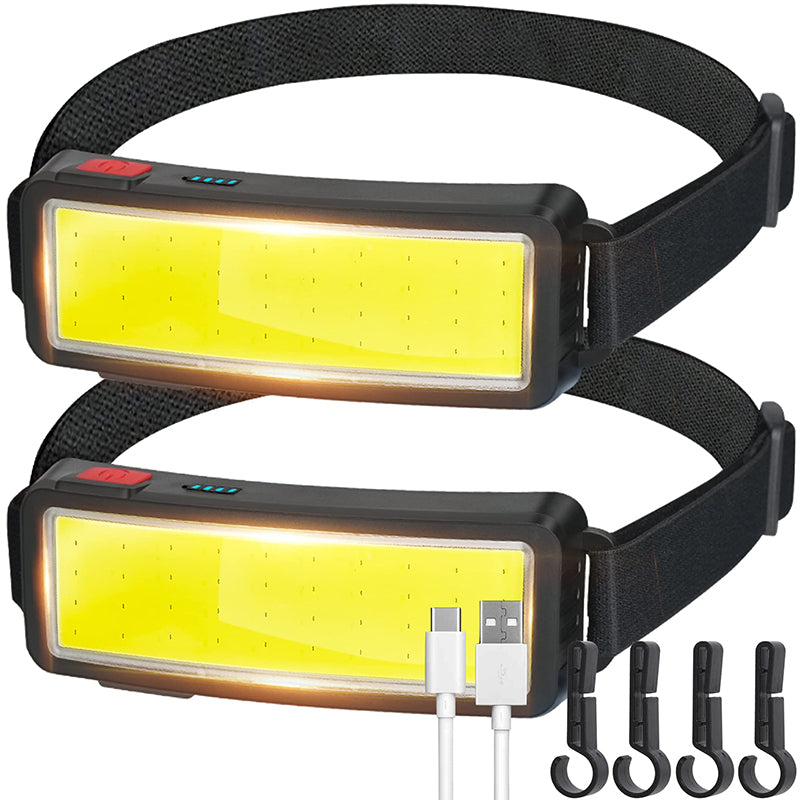 Rechargeable Headlamp Flashlight Wide Beam USB Led Head Torch - 5000 Lumen 2PCS